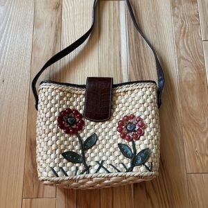 Vintage Ego Raffia Floral Accent Shoulder Bag